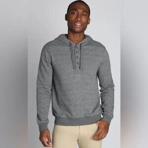 Jach's New York Navy Gray Substainable Fleece Hooded Henley Size Small